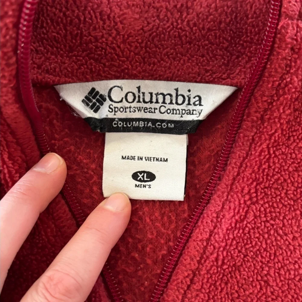 Vintage Columbia Fleece Pullover Men’s Large Rust Wine Full Zip Outdoor